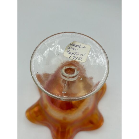 Vintage Fenton Marigold Carnival Glass Peacock and Urn Compote 5 1/2" - Picture 14 of 16